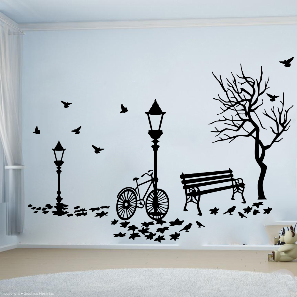 Baby Nursery Wall Lights - الحديثة الخريف المشهد دراجة شجرة مصباح