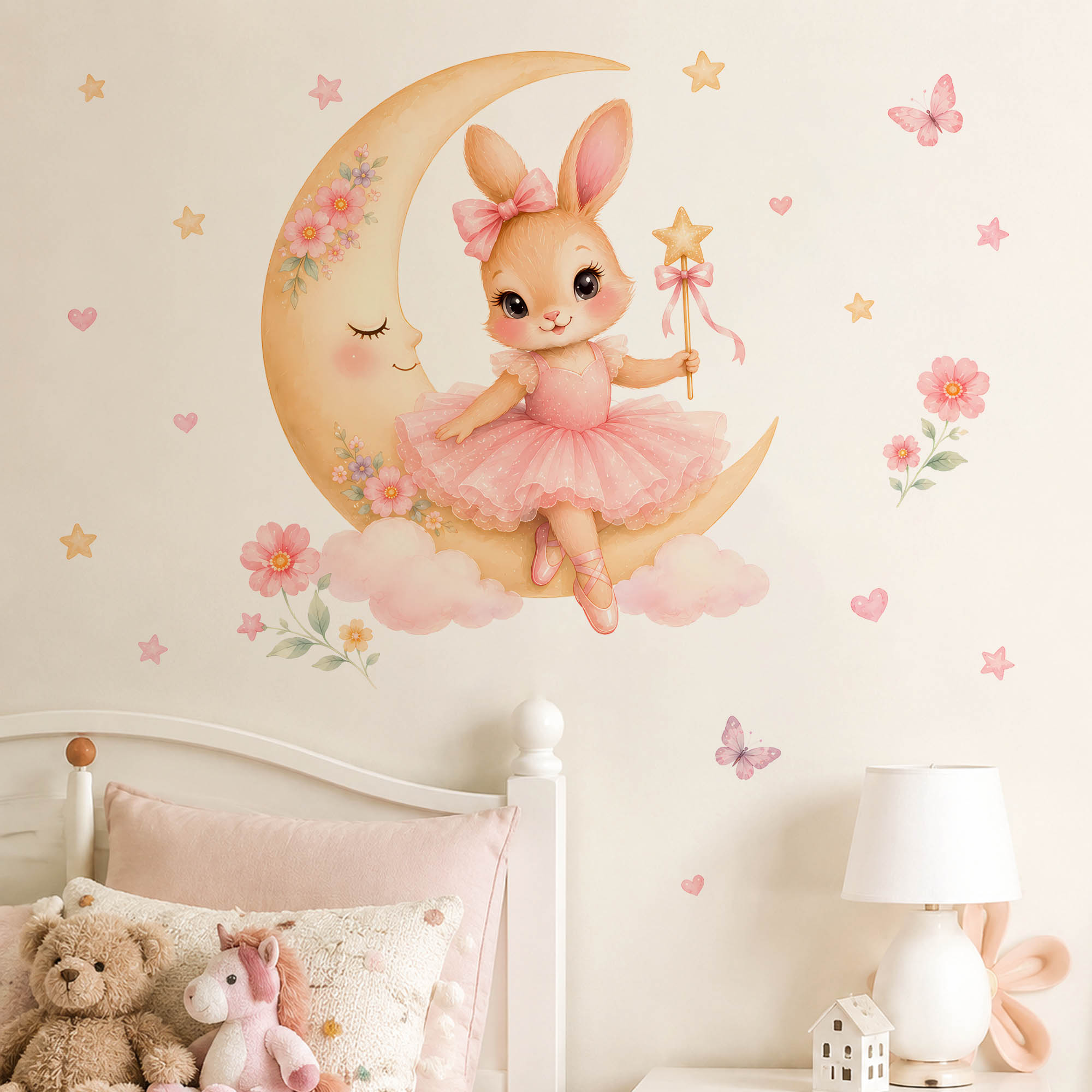 Baby Girl Nursery Quotes - ملصقات جدارية على شكل أرنب راقصة