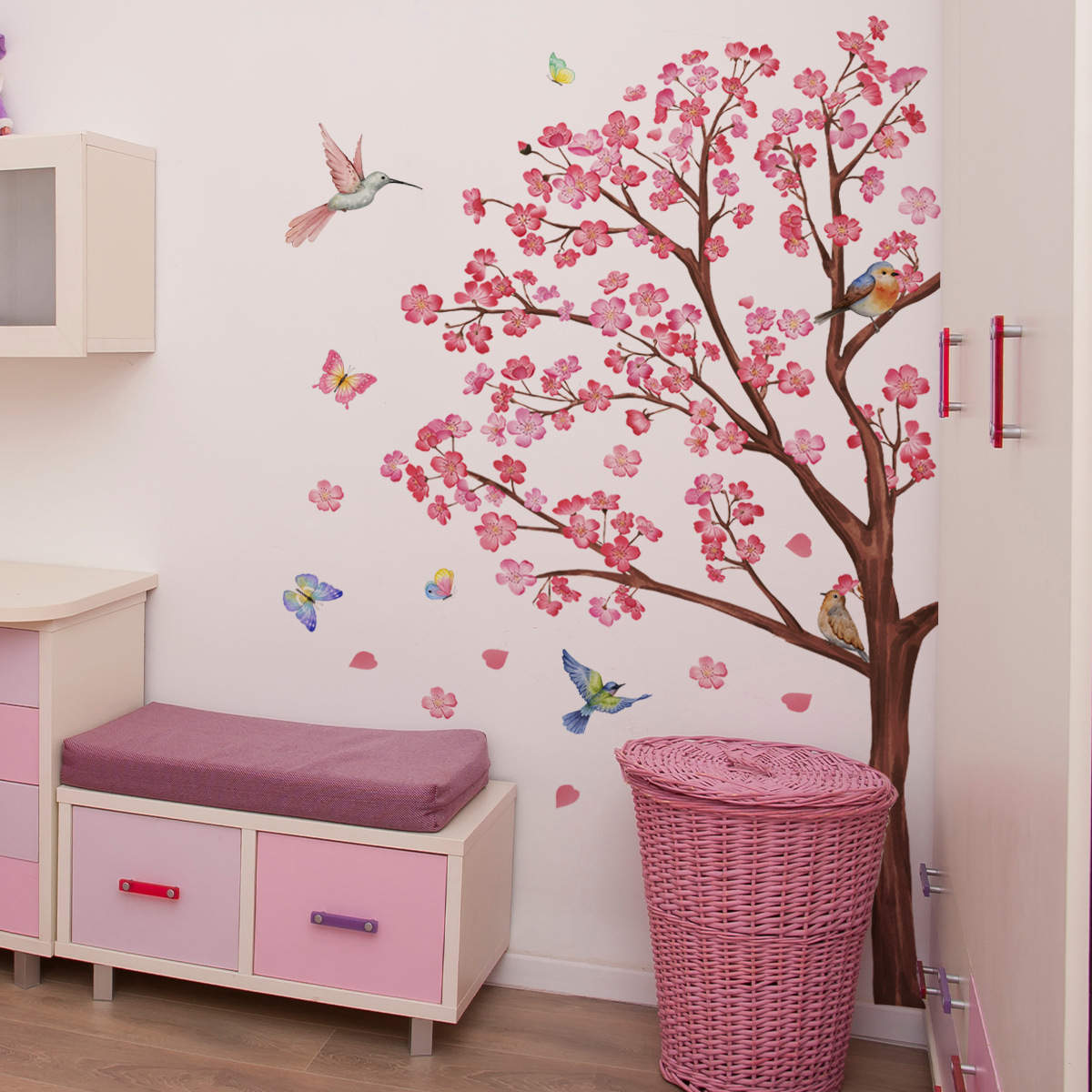 Baby Girl Nursery Quotes - ملصقات حائط على شكل زهرة الطيور