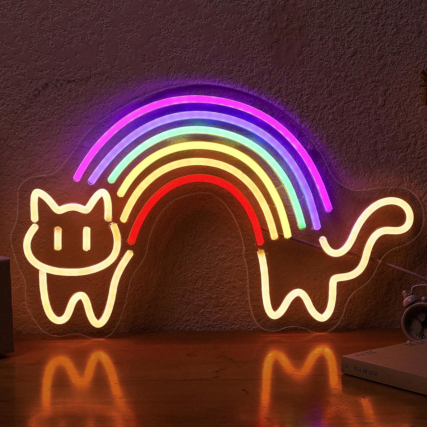Baby Nursery Wall Lights - قوس قزح القط النيون تسجيل لطيف