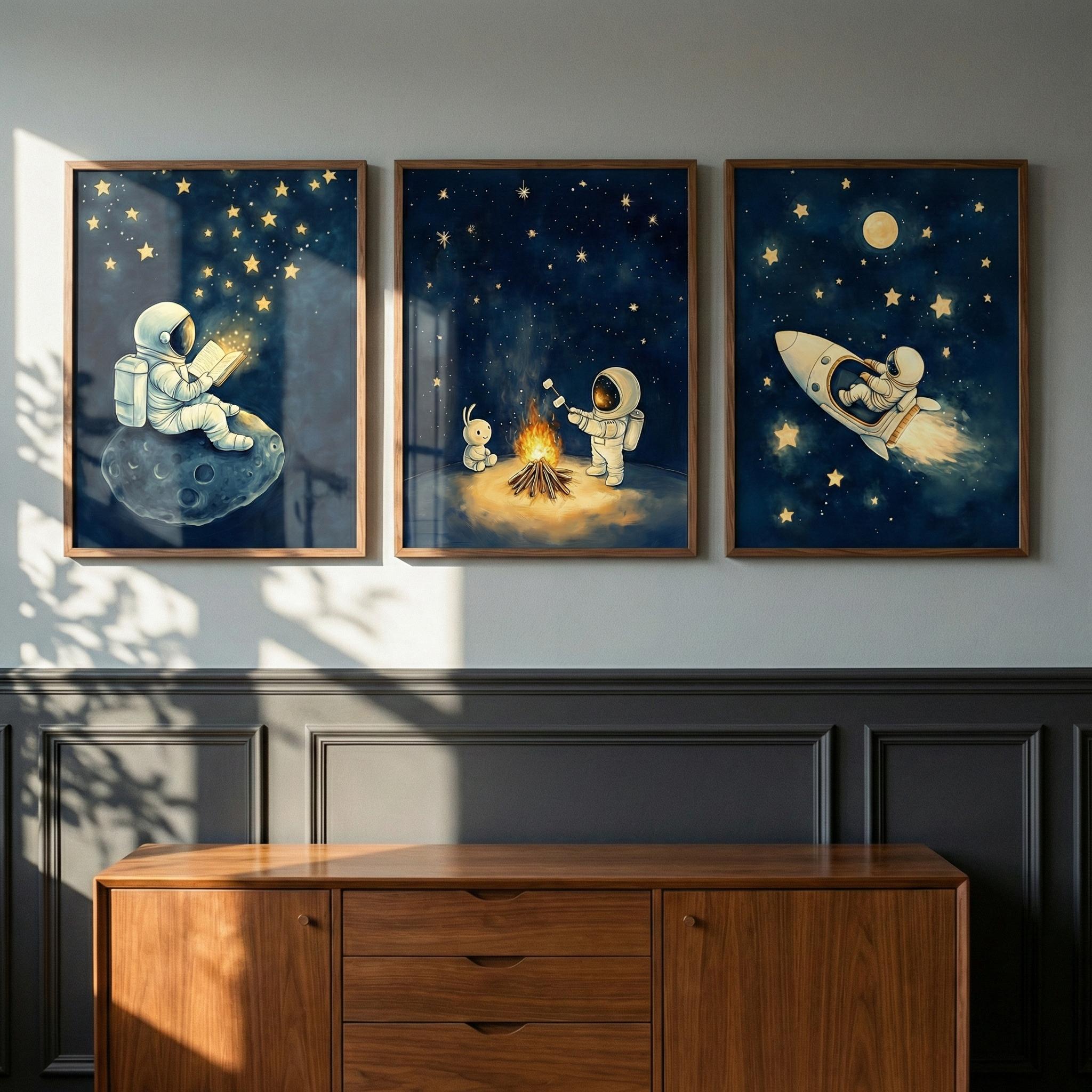Baby Nursery Frames - مجموعة لوحات فنية جدارية لرواد الفضاء