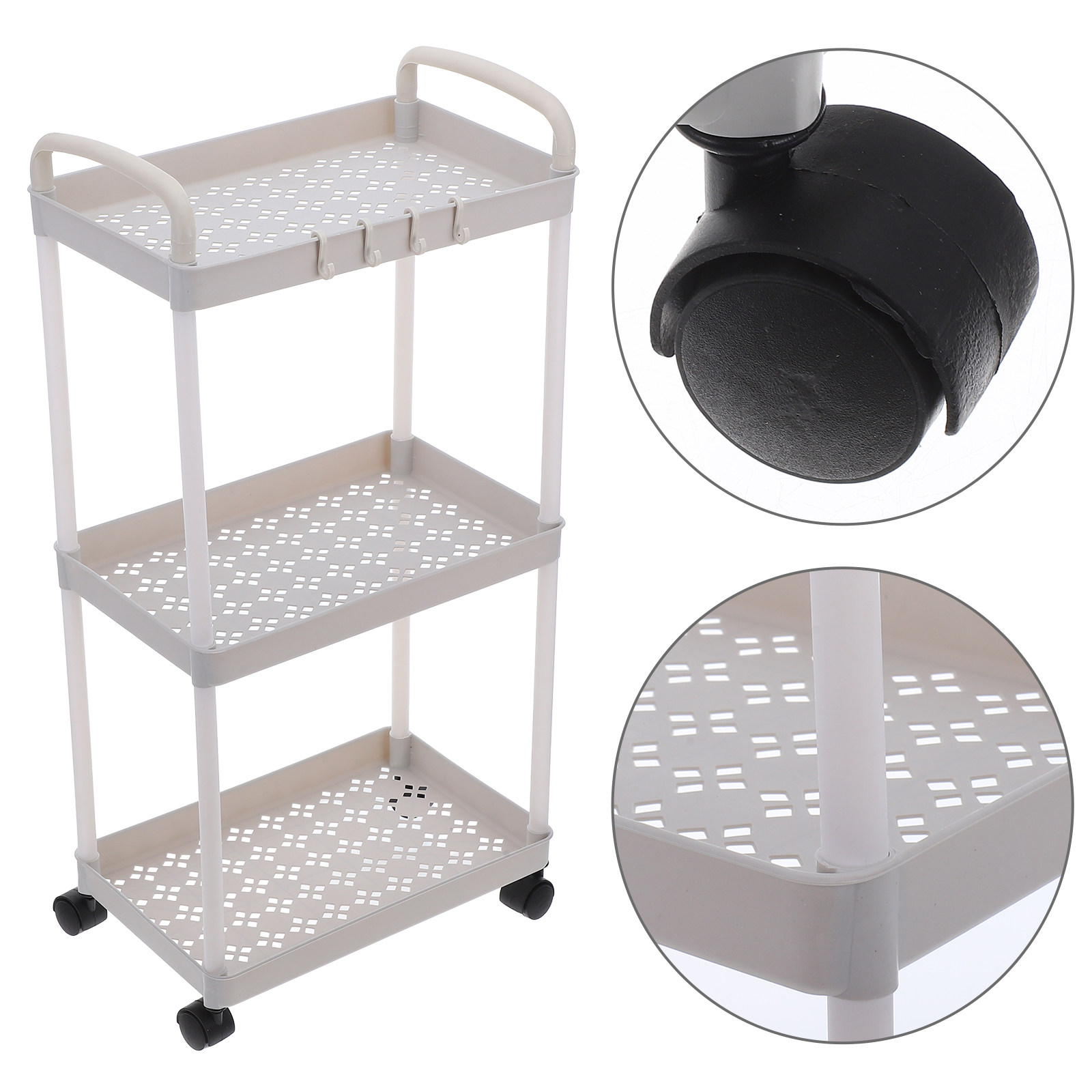 Baby Nursery Trolley - عربة تخزين بلاستيكية بثلاث طبقات، عربة