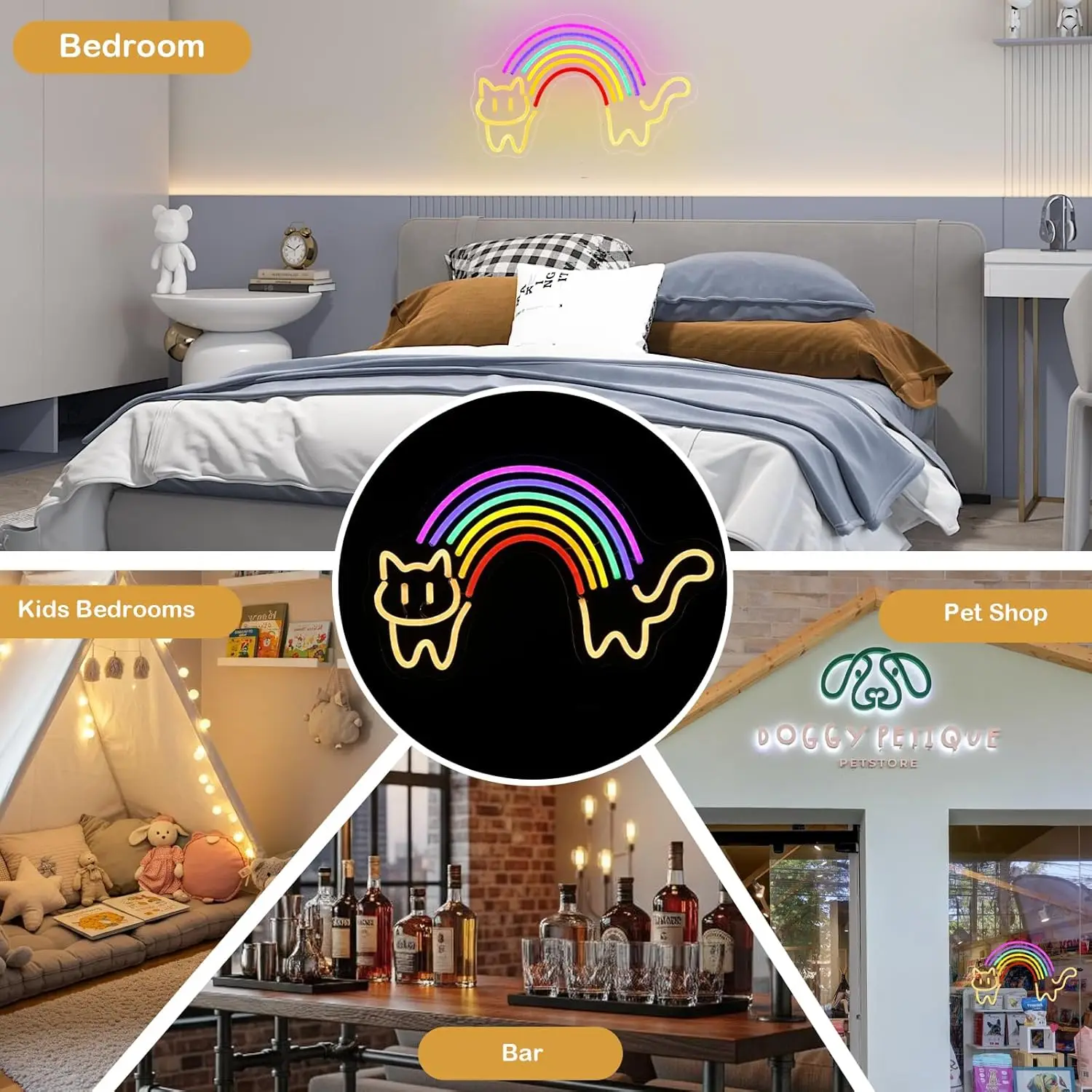 قوس قزح القط النيون تسجيل لطيف - مراجعة Baby Nursery Wall Lights وسعره