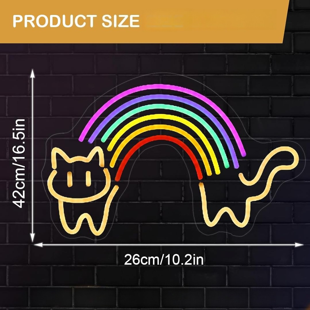 قوس قزح القط النيون تسجيل لطيف - مراجعة Baby Nursery Wall Lights وسعره