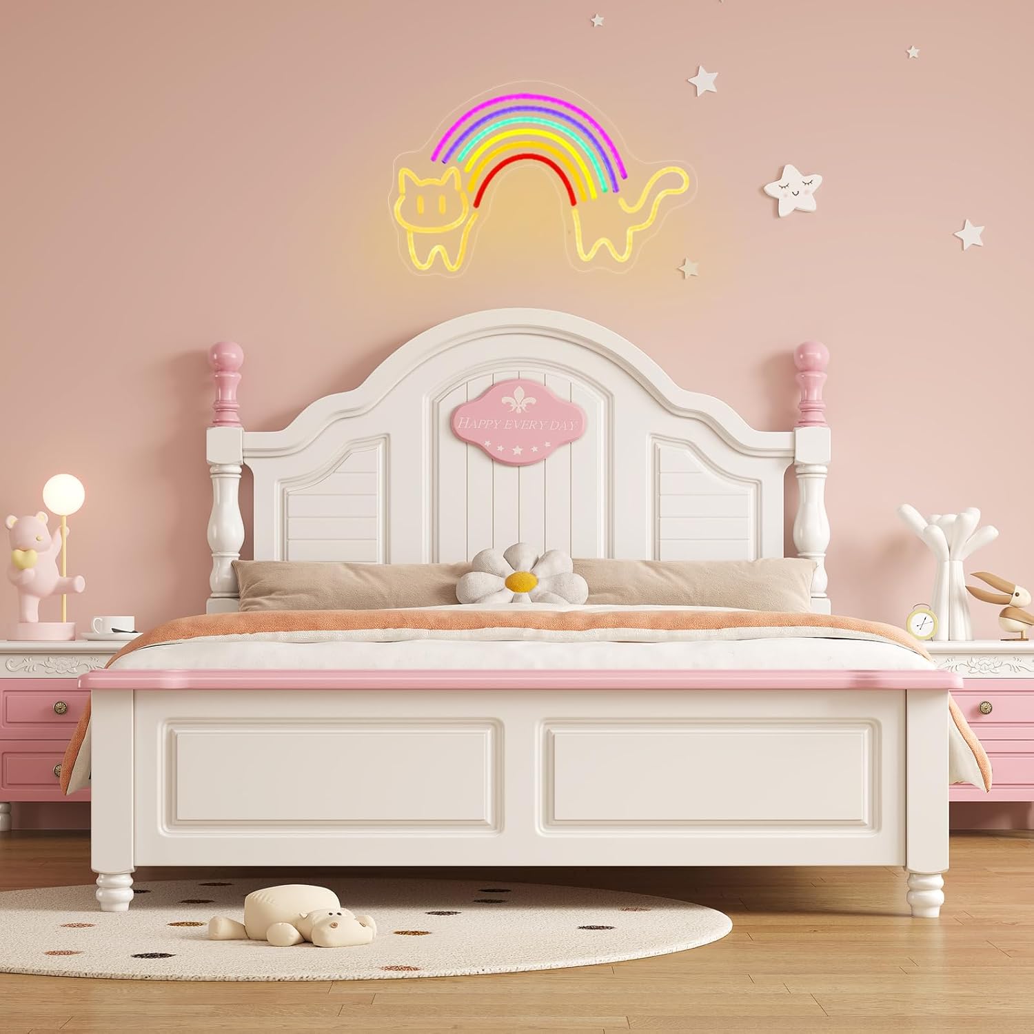 قوس قزح القط النيون تسجيل لطيف - مراجعة Baby Nursery Wall Lights وسعره