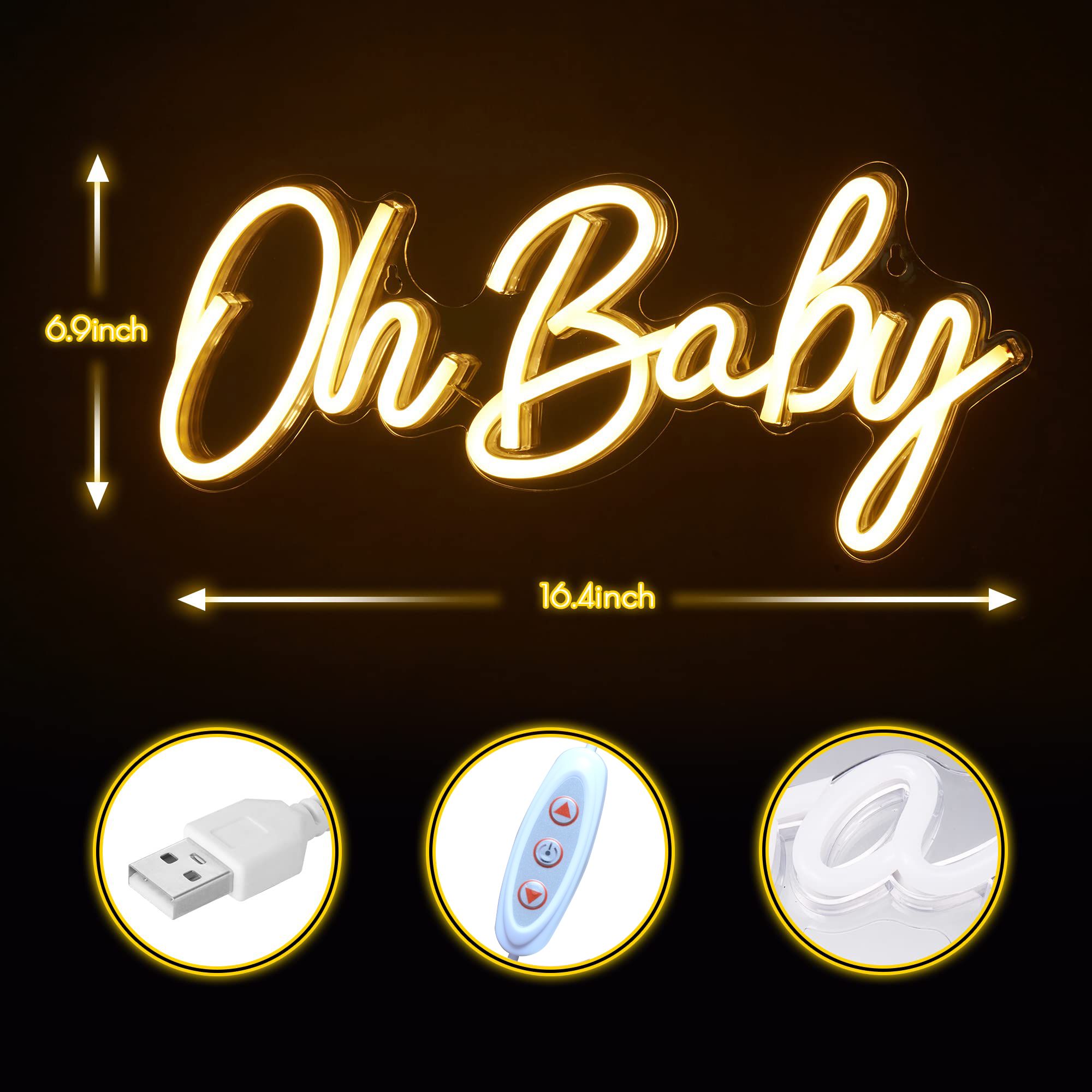 لافتة نيون 'أوه بيبي' بإضاءة L - مراجعة Baby Nursery Wall Lights وسعره